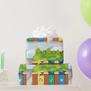 Papier Cadeau Poubelles de recyclage Tri des déchets codés par c