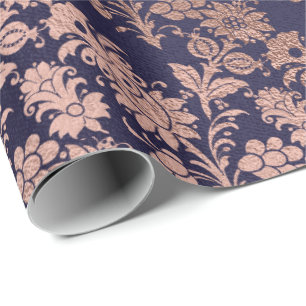 Papier Cadeau Poudre rose d'or d'argent royal bleu de marine
