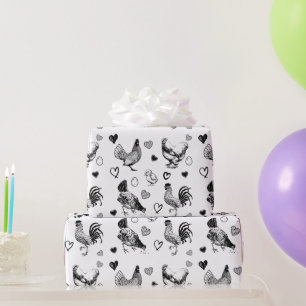 Papier Cadeau Poulet mignon Croqueté Anniversaire