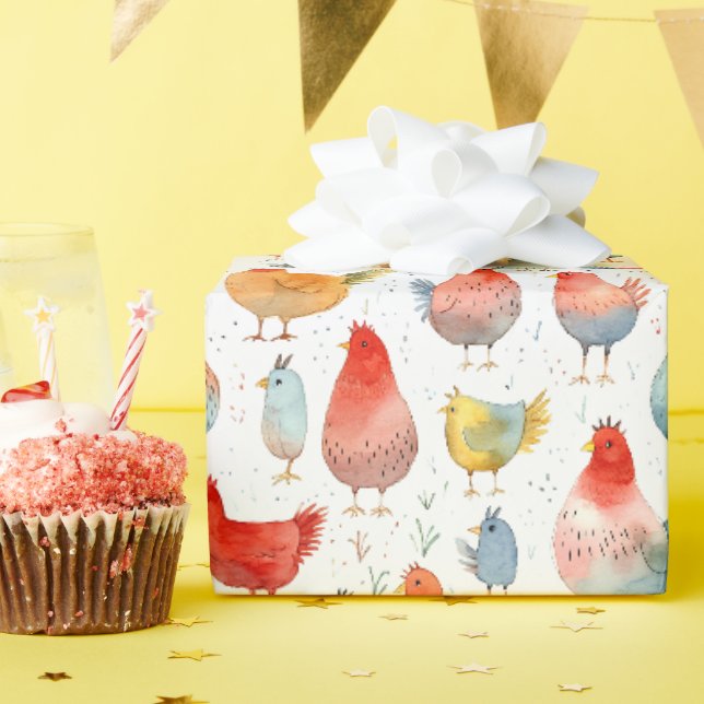 Papier Cadeau Poulets d'élevage (Fête d'anniversaire)