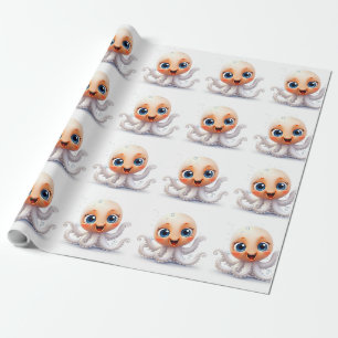 Papier Cadeau poulpe mignonne et drôle