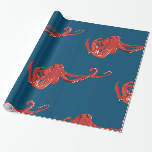 Papier Cadeau poulpe rouge