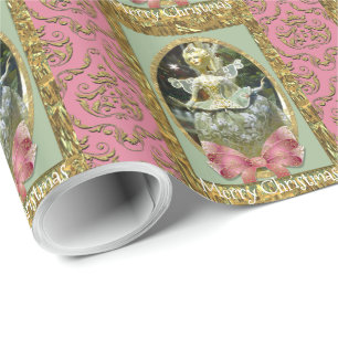 Papier Cadeau Poupée de Noël romantique française