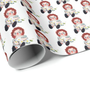 Papier Cadeau Poupée de vieux cerf avec bouquet de marguerite