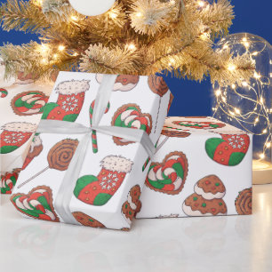 Papier cadeau pour desserts de Noël et chaussettes