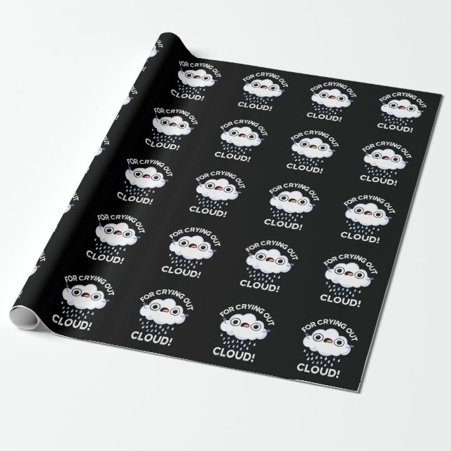 Papier Cadeau Pour l'extraction Cloud Funny Météo Pun Dark BG (Déroulé)