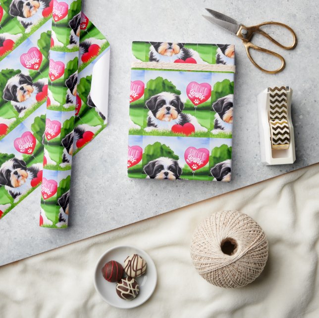 Papier Cadeau Pour toujours ton Shih Tzu Aquarelle (Artisanat)