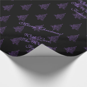 Papier Cadeau Pourpre élégant de noir de motif d'arbre de Noë