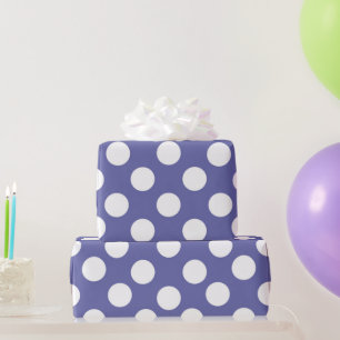 Papier Cadeau pourpre perwinkle blanc pois
