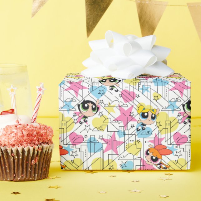 Papier Cadeau Powerpuff Girls Townsville Pattern (Fête d'anniversaire)