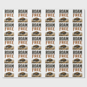Papier Cadeau Prairie de bisons sauvages 'Roam Free' - Aventure 