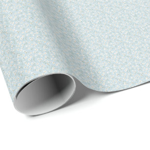 Papier Cadeau Prairie de fleurs sauvages bleue ciel et camomille