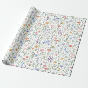 Papier Cadeau Prairie de fleurs sauvages féminine coquette
