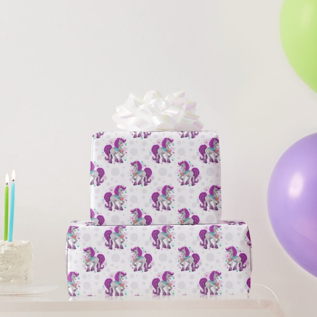 Papier Cadeau Prancing Unicorns  Wrapping Paper (Cadeaux de fête)