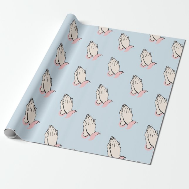 Papier Cadeau Prayer mains bleu et rose envelopper cadeau (Déroulé)