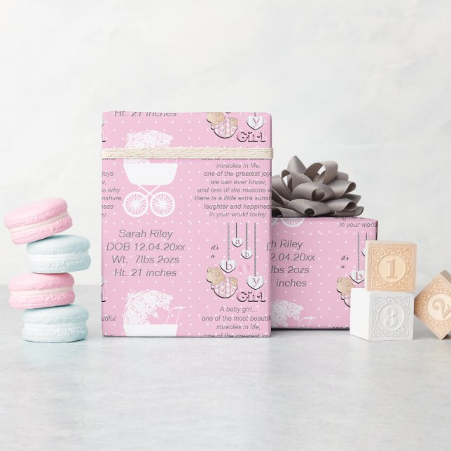 Papier Cadeau Précieuse petite fille de bébé (Baby Shower)