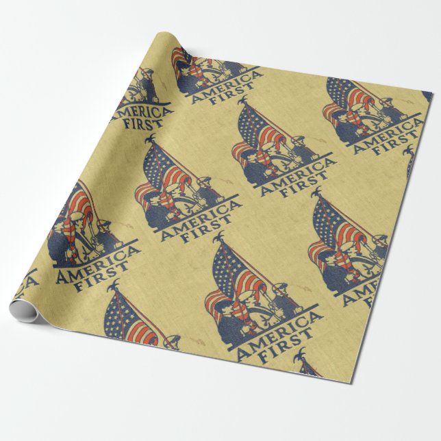 Papier Cadeau Premier Etats-Unis cru patriotique de drapeau (Déroulé)