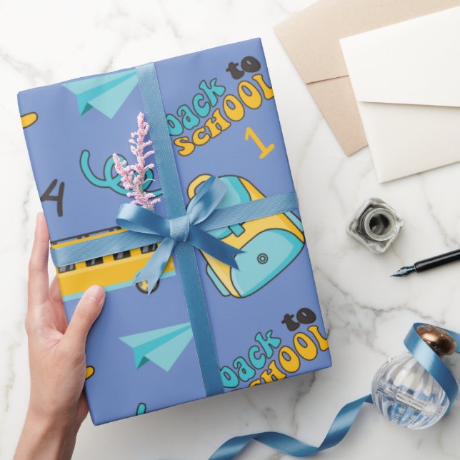 Papier Cadeau Premier Jour De L'École Papier D'Enveloppement Sim (Cadeaux)