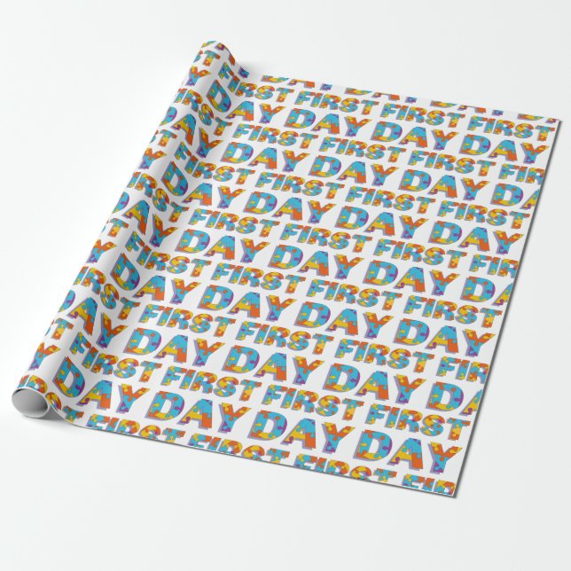 Papier Cadeau PREMIER JOUR Jigsaw Alphabet (Déroulé)