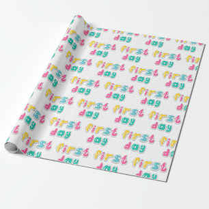 Papier Cadeau PREMIER JOUR Les enfants Bulle Alphabet