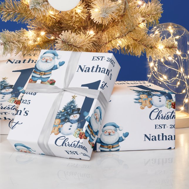 Papier Cadeau Premier Noël de Petit Garçon  (Vacances)