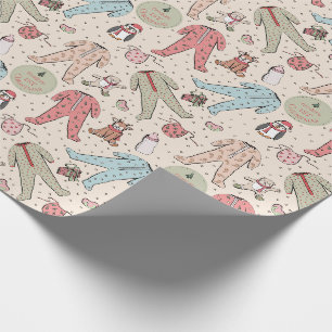 Papier Cadeau Premier Noël personnalisé de bébé en crème mignonn