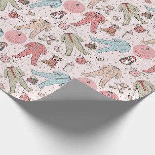 Papier Cadeau Premier Noël personnalisé du bébé rose mou