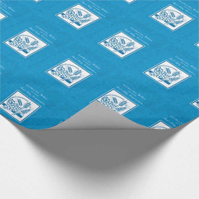 Papier Cadeau Première communion de Godson, blé, raisins bleu (Coin)