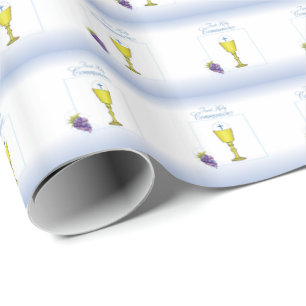 Papier Cadeau Première communion d'un garçon, calice avec hostie