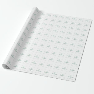 Papier Cadeau Première communion, écriture en vert clair
