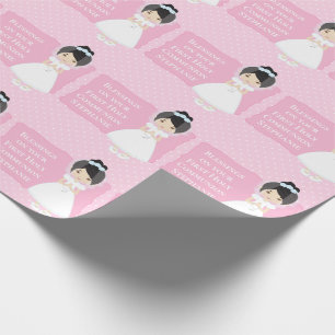 Papier Cadeau Première communion personnalisée fille asiatique