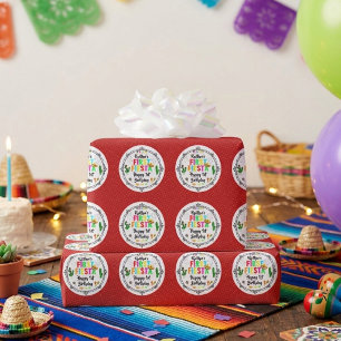 Papier Cadeau Première Fiesta Anniversaire 1 an Mexicain Coloré