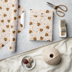 Papier Cadeau Première journée de l'abeille pour bébé fille anni