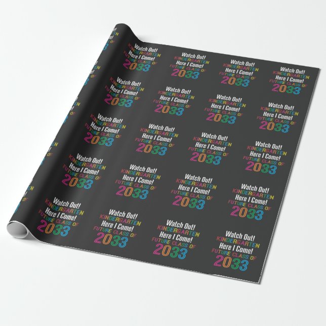 Papier Cadeau Première journée de maternelle Futur Class 2033 En (Déroulé)