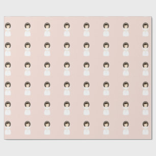 Papier Cadeau Première Sainte Communion Brunette Girl