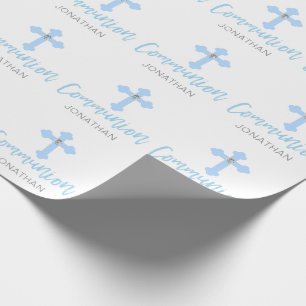 Papier Cadeau Première sainte communion personnalisée de garçon
