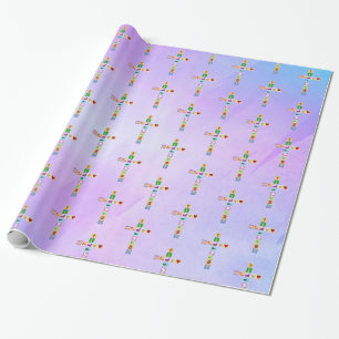 Papier Cadeau Première Sainte Communion Symboles de croix Papier