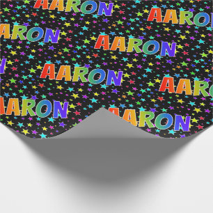 Papier Cadeau Prénom Arc-en-ciel "AARON" + Étoiles