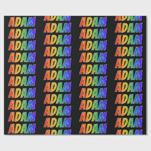 Papier Cadeau Prénom arc-en-ciel "ADAM"; Amusant et coloré