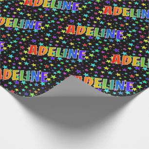 Papier Cadeau Prénom Arc-en-ciel "ADELINE" + Étoiles