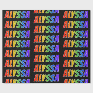 Papier Cadeau Prénom arc-en-ciel "ALYSSA"; Amusant et coloré