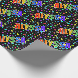 Papier Cadeau Prénom arc-en-ciel "ALYSSA" + Étoiles
