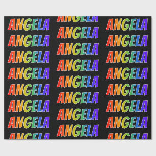 Papier Cadeau Prénom arc-en-ciel "ANGELA"; Amusant et coloré