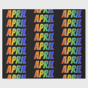 Papier Cadeau Prénom arc-en-ciel "APRIL"; Amusant et coloré