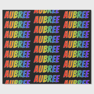 Papier Cadeau Prénom arc-en-ciel "AUBREE"; Amusant et coloré