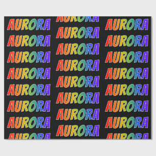 Papier Cadeau Prénom arc-en-ciel "AURORA"; Amusant et coloré