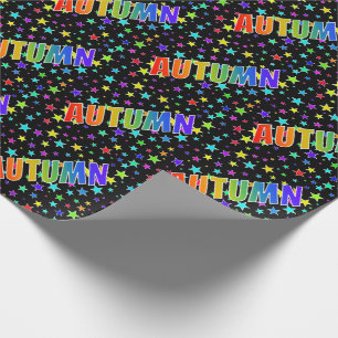 Papier Cadeau Prénom arc-en-ciel "AUTUMN" + Étoiles
