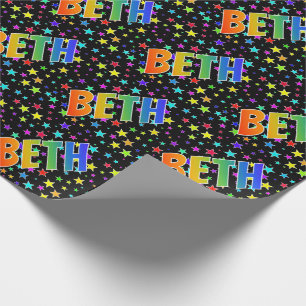 Papier Cadeau Prénom arc-en-ciel "BETH" + Stars