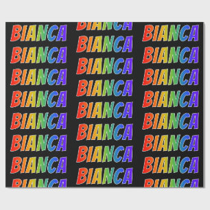 Papier Cadeau Prénom arc-en-ciel "BIANCA"; Amusant et coloré