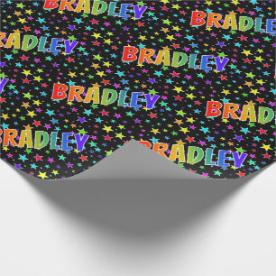 Papier Cadeau Prénom arc-en-ciel "BRADLEY" + Étoiles